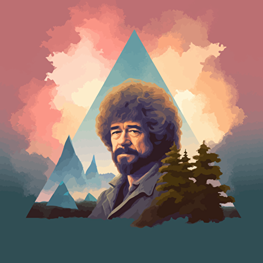 lofi vector art triangle in the style of Bob ross