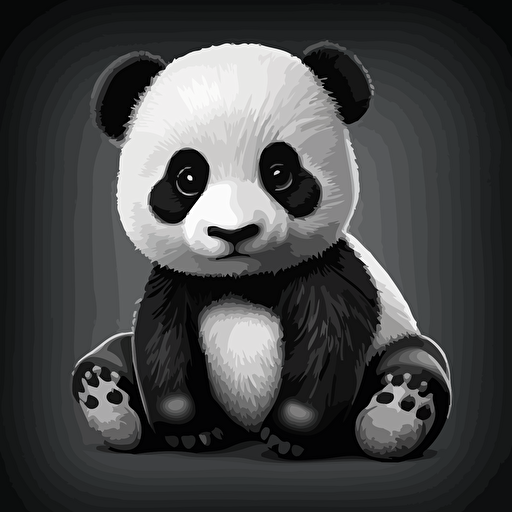 cartoon black and white baby panda vector style