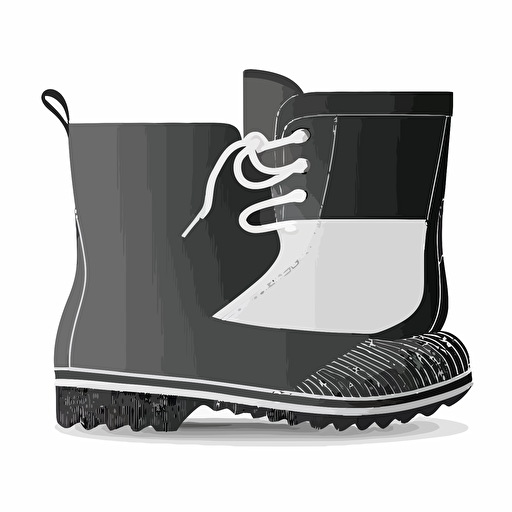 vector illustration of simple black and white gum boots