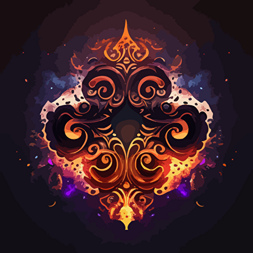 burning cosmic cloud emblem, logo, perfectly symmetrical, vector, shapes