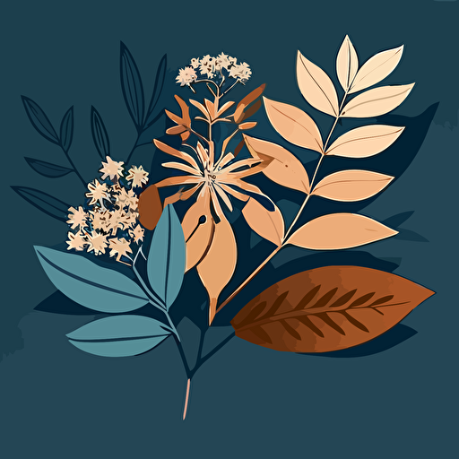 simple minimal vector australian native flower blossom and leaves on blue background 3 colors ar