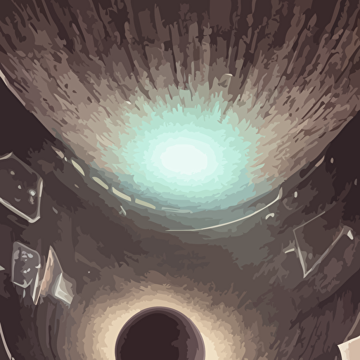 wide shot photorealistic futuristic 3d room walls covered glowing crt computer monitors fuzzy screens embedded wall blackhole forming floor trending artstation cinematic lighting right hyper realism octane render 8k depth field 3d