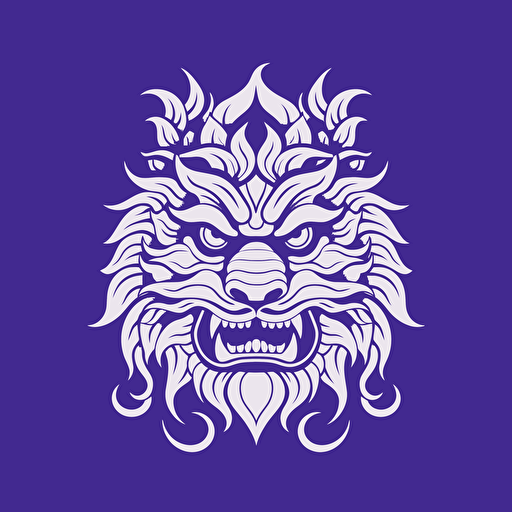 a white and purple traditional Chinese dragon logo for a lion dance team lunar new year core, single line vector art, 2d