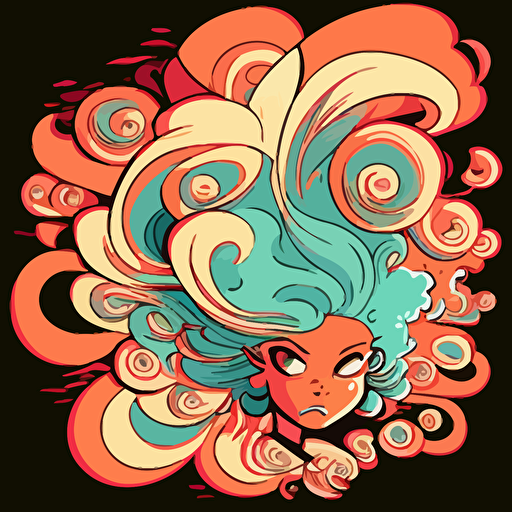 cartoon vector swirls of power, cute