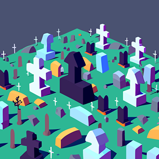 graveyard with thousands of tombstones in vector art cartoon style, flat color, no outline ar 16:9 v 5