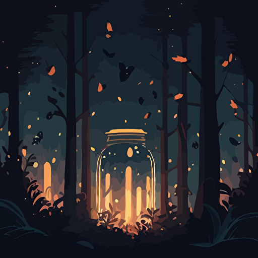 flat vector atmospheric 2d arts fireflies