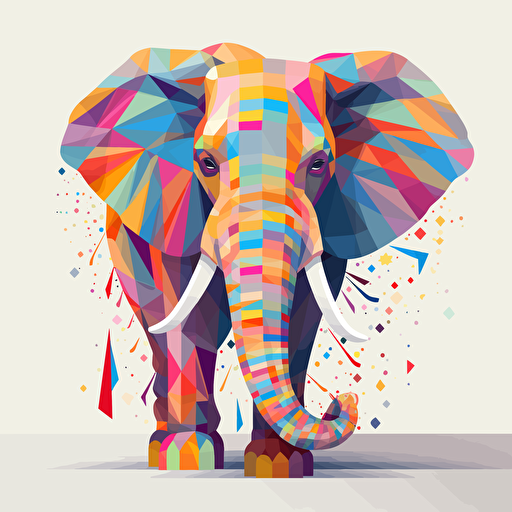 a colourful abstract elephant flat vector