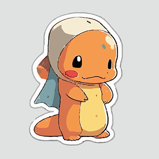 Sticker, cute Charmander, kawaii, collectible, vector
