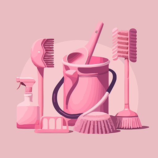 Vector of pink cleaning tools