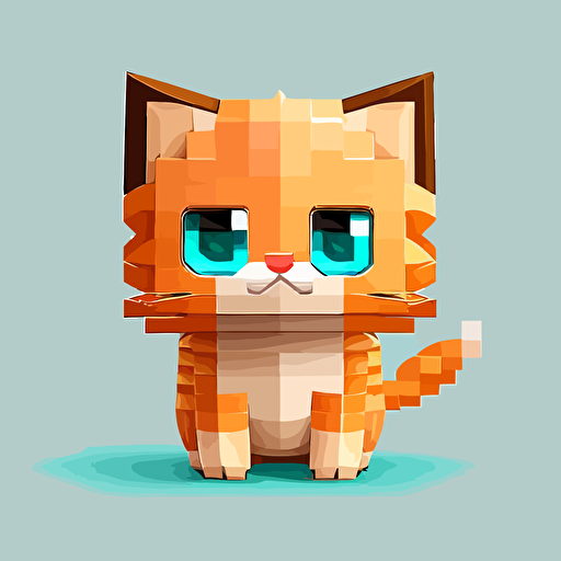 Simplified representation. funny baby cat caricature. 2D vector art style. minecraft style front view