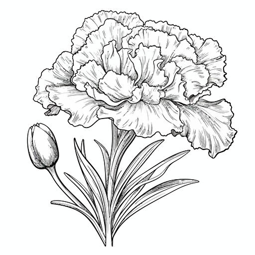 Carnation ignorant style No Shadow. Coloring page. Vector. Simple.