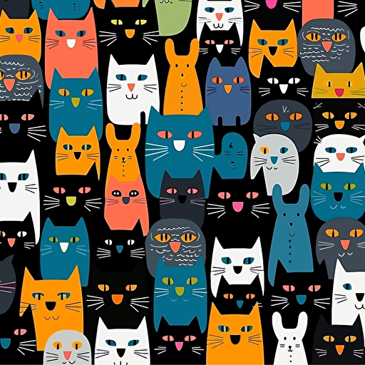 cat wall pattern illustration, vector style