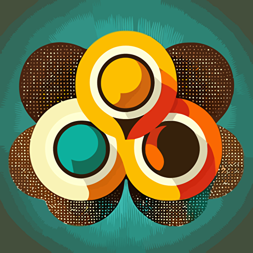 Three circles, energy, flat vector logo, modernism