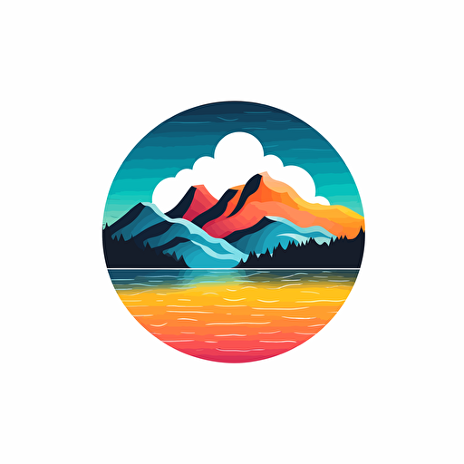 vector landscape mountain cloud lake 2 color logo form