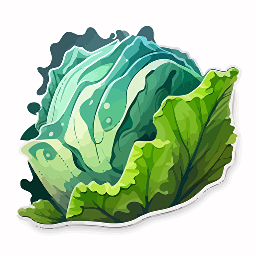 A head of Iceberg lettuce. Sticker,. Easily seprated from background. White background. Vector style image. v5