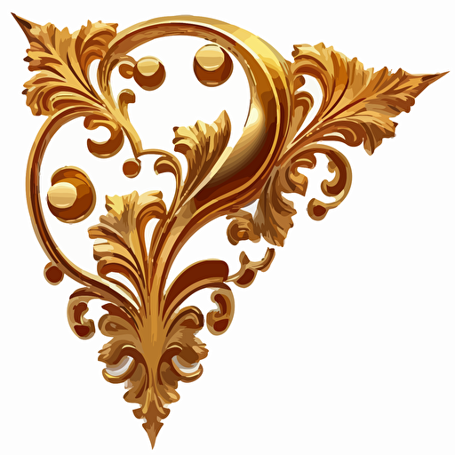 a gold ornamental corner bracket in a 2-d vector design