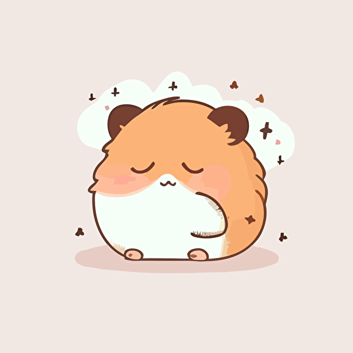 cute sleepy hamster kawaii style, vector, simple, high quality