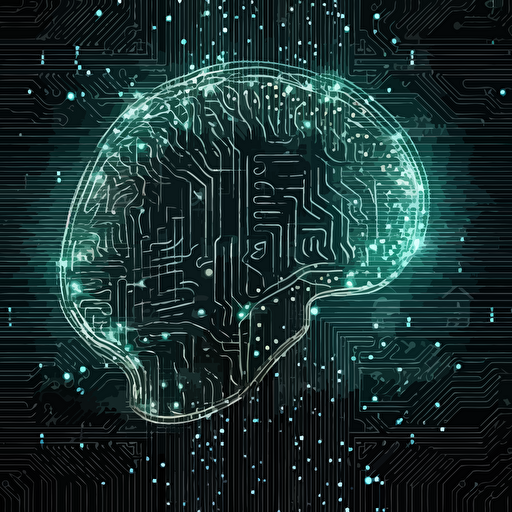 vector art illustration of an AI brain in the matrix