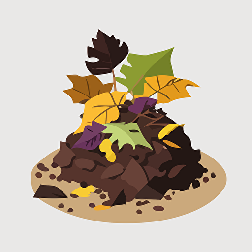 vector image of a compost pile with a leaf growing out of it