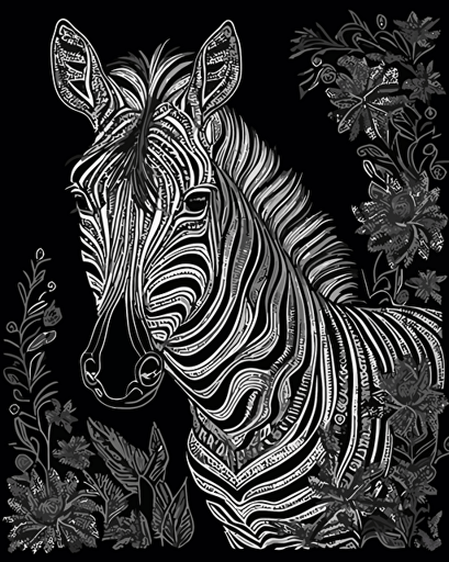 Coloring page for adults, mandala zebra, no text, high detail, lineart, vector, no shading,