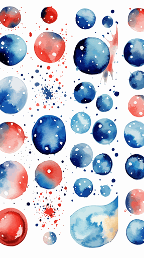 july 4th red blue white 2d vector america clipart style watercolour