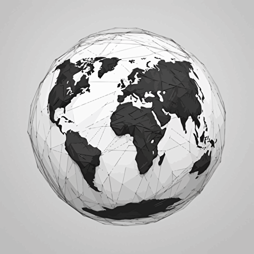 vector, globe, map monde, minimalist, black and white