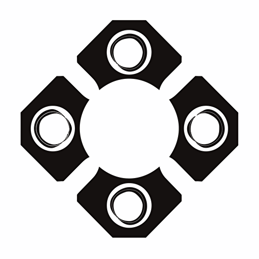 a basic 6 sided pal nut fastener with 8 small indents on the inside. black and white. symmetrical. silohette. vector clipart