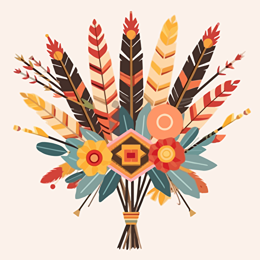 Texas-style bouquet of arrows in a vector art cartoon style, flat color,