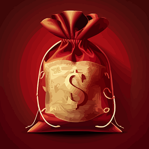 vector money bag red background