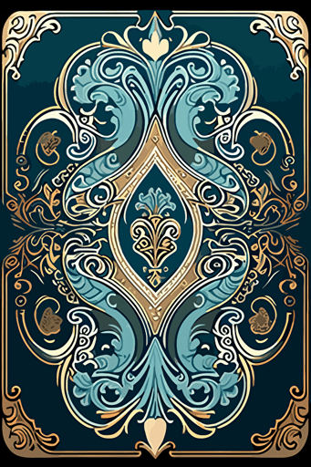 A card back, in an ornate flemish style, [Two colors]. The card back should have a unique design, with elements of fluidity and movement, Flat with no shadow, no script, horizontal symmetry, while still maintaining a cohesive look and feel throughout the deck. Two circles in the middle. Symmetrical design. The overall design should evoke a sense of tranquility, The final product should be high-quality, vector artwork, suitable for printing on the backs of standard playing cards.