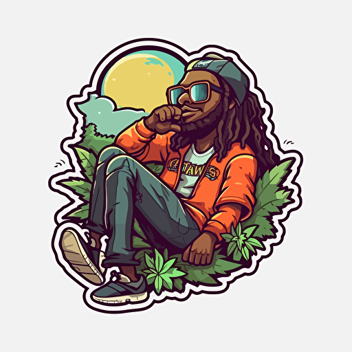 stoner, chillin, vector, sticker, colorful