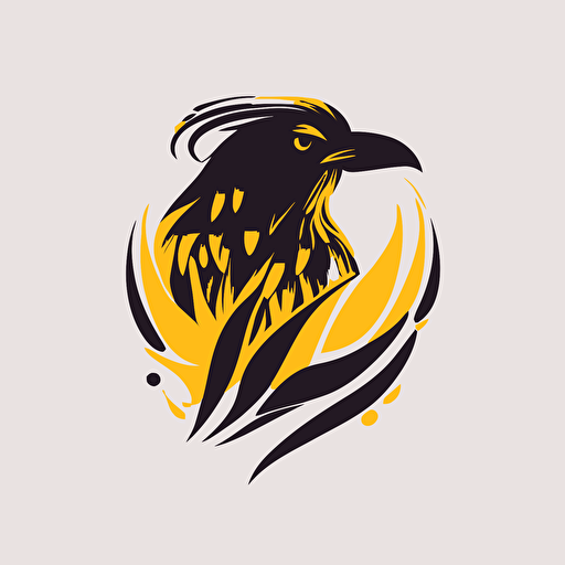 a honey bee sitting on a ravens head. Minimalistic logo vector