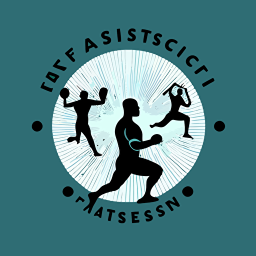 Vector image or logo, single color: In the center of the image, there is a person lifting weights. Next to them, there is a person running. On the other side, there is a person practicing yoga, and a fourth person meditating.