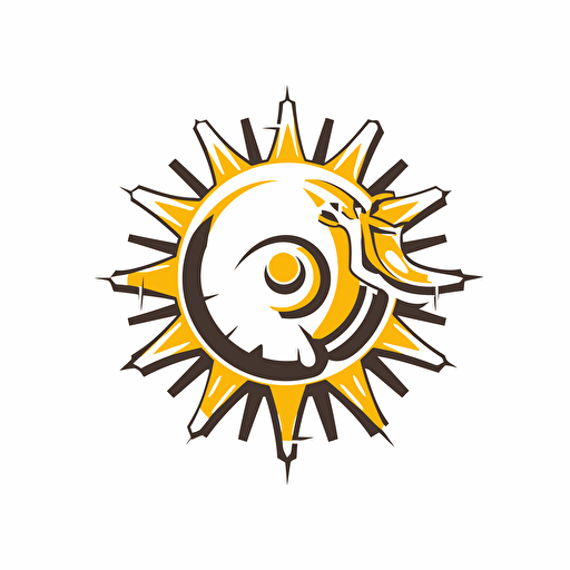 mechanical sun vector illustration, logo, simple, modern, white background,