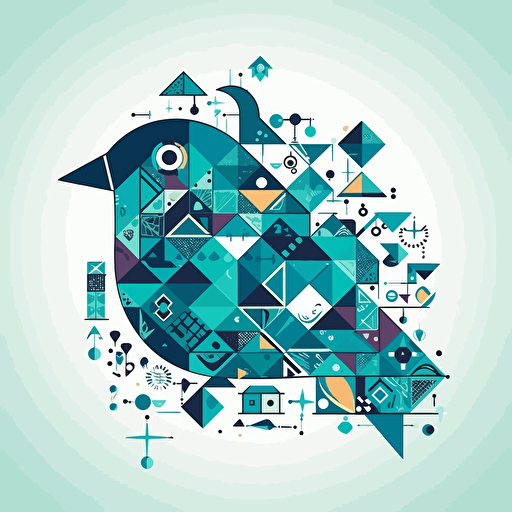 The technology company logo composed of triangles and squares, with blue and peacock blue colors, vector, and cute elements::3.3