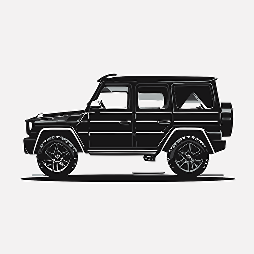 black mercedes g wagon isolated on white background, logo, vector, black and white, minimalism