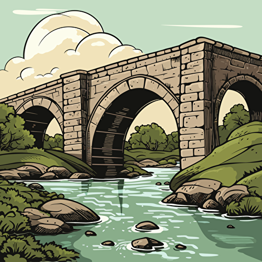 a roman bridge in 2D vector art.