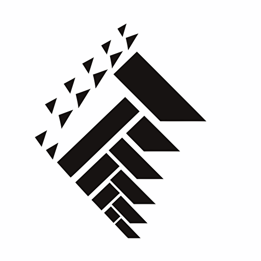 retro , pictorial , pixel iconic logo of upward diagonal arrow showing upward trends in an hexagon , black vector, on white background