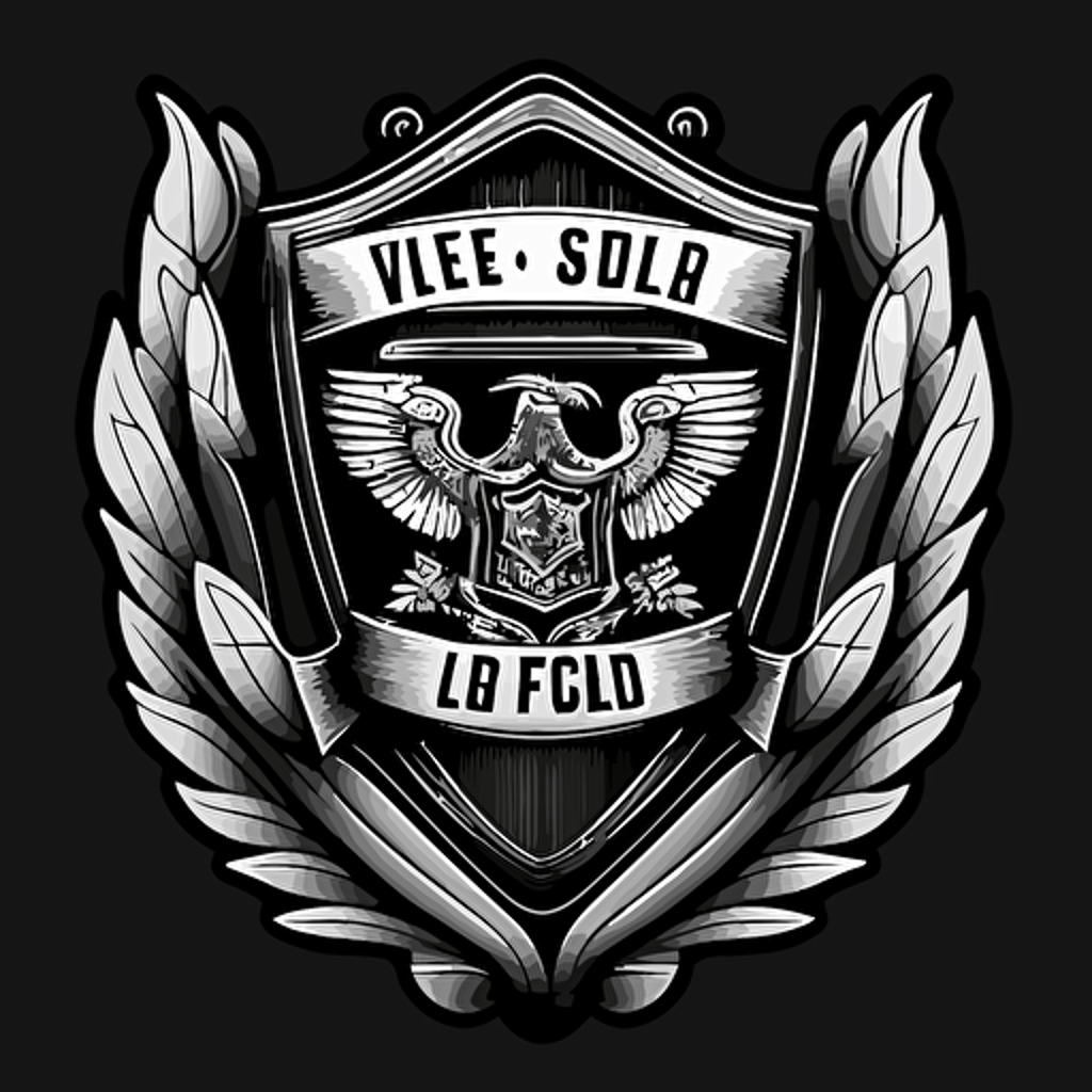 A shield style vector logo for ‘FIRE RESCUE VICTORIA’. make it highly detailed. black and white only