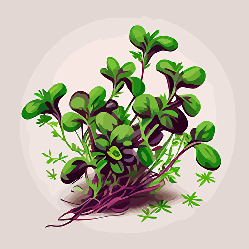 adobe illustrator live paint brush vector drawing of microgreens