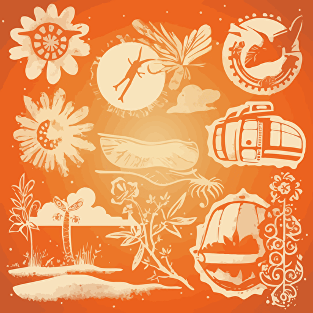 undetailed summer stencils, vector art