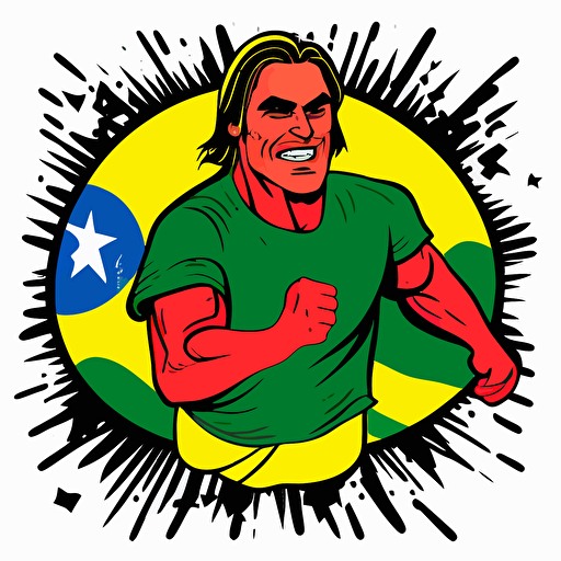 Bolsonaro in brazil colors doodle vector ilustration