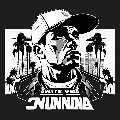 vinne jones vector gta san andreas style illustration, vector, black and white, logo