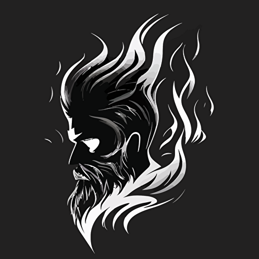 black & white vector flame avatar logo