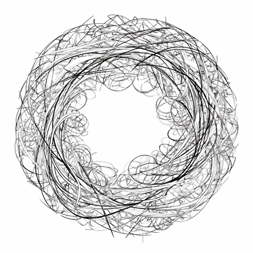 complex scribble in the shape of a circle, flat vector, white background