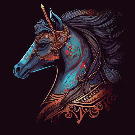 vector style artwork of a hindu horse human bird king face
