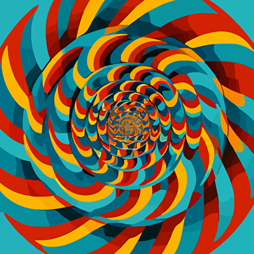 circular spiral optical illustion by Kazumasa Nagai , flat colors, 2d vector art, comic book style