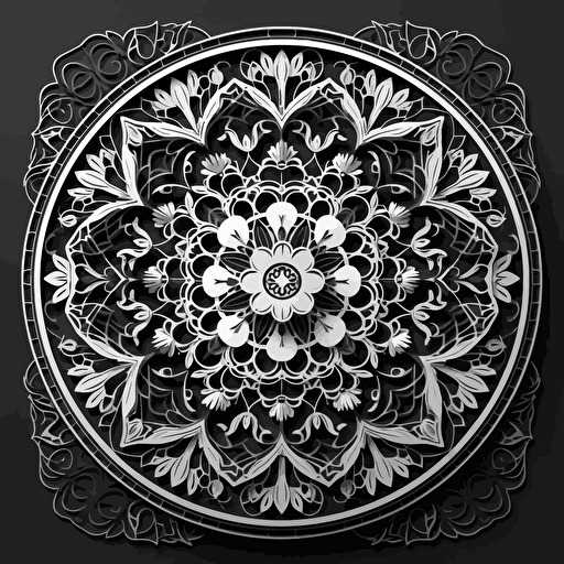 black and white design in the style of modern geometric vector, laser cut with layers