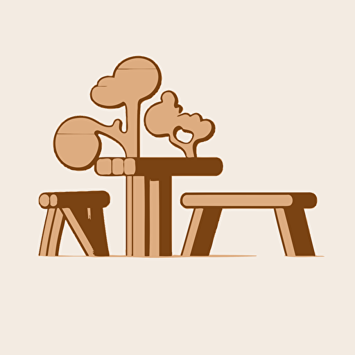 A two-dimensional logo, minimalistic and designed, A simple color, from which you understand that the business sells simple wooden furniture such as benches and tables. Natural wood, solid wood. illustration vector