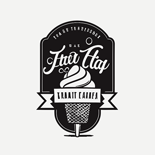 logo image for a frozen treat company that is nostalgic and fun yet modern black vector white background